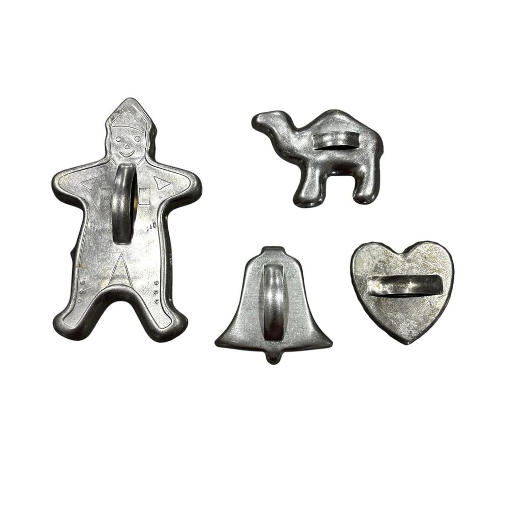 Vintage Aluminum Cookie Cutters Bell Heart Camel Gingerbread Man